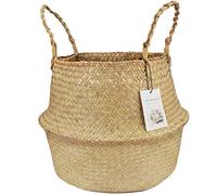 Austinstore Natural Seagrass Belly Basket with Handles Seagrass Planter for Fig Indoor Plants Primary Color L