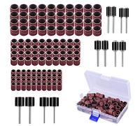 AUSTOR 132 Pieces Drum Sander Set with Free Box Including 120 Pieces Nail Sanding Band Sleeves and 12 Pieces Drum Mandrels for Dremel Rotary Tool