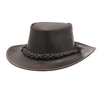 Austrailian Genuine Leather Western Style Cowboy Hat Wide Brim Real Leather Water Resistant Outback Vintage Brown