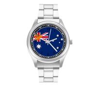 Australia Bear Paw Flag Quartz Watch Stainless Steel Wrist Watches for Men Women Easy to Read
