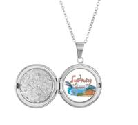 Australia City Sydney Opera Watercolor Locket Necklace Hold Picture Jewelry Birthday Gift