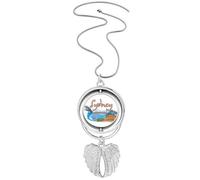 Australia City Sydney Opera Watercolor Pendant Angel Wings Rotating Necklace Jewelry