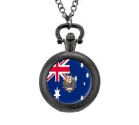 Australia Coat of Arms Flag Vintage Pocket Watch with Chain Arabic Numerals Scale Quartz Pocket Watches Gifts for Men Women