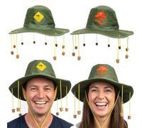 Australia Cork Hat Pack of 2 - Green Hats with Hanging Corks, One Kangaroo Print and One Koala Print - Australian Fancy Dress Costume Accessory for Australia Day, Parties, Festivals