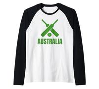 Australia Cricket Crossed Bats Ball Graphic Aussie Fan Raglan Baseball Tee