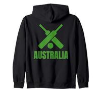 Australia Cricket Crossed Bats Ball Graphic Aussie Fan Zip Hoodie