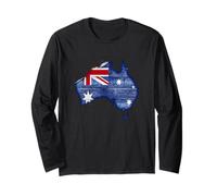 Australia Down Under Wooden Australian Flag Map Gift Long Sleeve T-Shirt