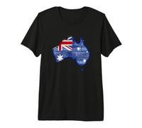 Australia Down Under Wooden Australian Flag Map Gift Premium T-Shirt
