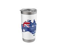 Australia Down Under Wooden Australian Flag Map Gift Stainless Steel Insulated Tumbler