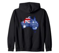 Australia Down Under Wooden Australian Flag Map Gift Zip Hoodie