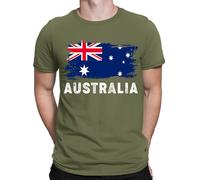 Australia Flag Australian Pride Nationality Supporter Mens T-Shirts Tee Top #6NE Military Green XL