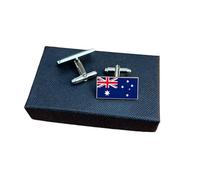 Australia Flag Cufflinks - Australian National Emblem Gift for Men | Blue Enamel with Union Jack & Stars | Groomsmen Wedding Gift | Gift Box Included | Proud Aussie Keepsake