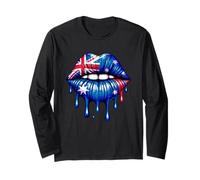 Australia Flag Dripping Lips Pop Art Patriot Design Long Sleeve T-Shirt