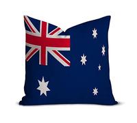 Australia Flag Lumbar Pillow Cover 12 x 12 Inch, Square Cotton Linen Patriotic Cushion Covers, Decorative Throw Pillow Case Protector with Hidden Zipper for Sofa Couch Bedroom Home