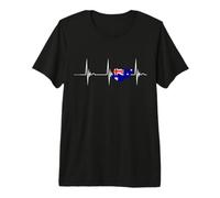 Australia Flag Map Australian Roots Heartbeat EKG Pulse Premium T-Shirt