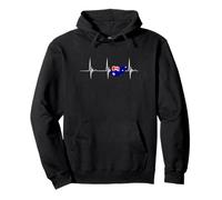 Australia Flag Map Australian Roots Heartbeat EKG Pulse Pullover Hoodie
