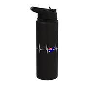 Australia Flag Map Australian Roots Heartbeat EKG Pulse Stainless Steel Insulated Water Bottle