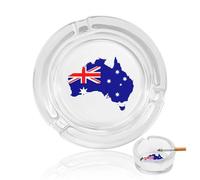 Australia Flag Map Funny Glass Ashtray Round Decorative Smoking Ashtrays 3.3" for Home Office Indoor