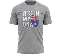 Australia Flag Mens T Shirt Aussie Its in My DNA Australian Soccer World Top Tee, XXL, Sport Grey