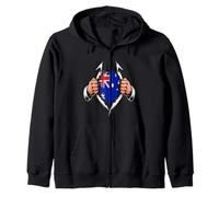 Australia Flag Ripped Graphic Australian Pride Roots Zip Hoodie