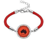 Australia Flavor Map Emblem Illustration Lucky Red String Bracelet Rope Bracelet Handmade