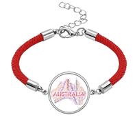 Australia Flavor Map Scenic Spots Illustration Lucky Red String Bracelet Rope Bracelet Handmade
