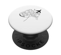 Australia Floral Continent Heart Airplane Travel Adventurer PopSockets Adhesive PopGrip
