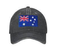 Australia Hat Embroidered Australia Flag Baseball Caps for Men Women Australian Decorations, Black, One size