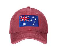 Australia Hat Embroidered Australia Flag Baseball Caps for Men Women Australian Decorations, Burgundy, One size