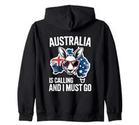 Australia Is Calling And I Must Go Kangaroo Map Flag Zip Hoodie