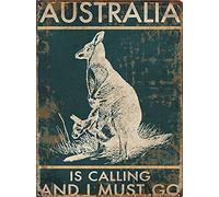 Australia is Calling and i Must go Kangaroo Vintage tin Sign It is a Way of Life Metal tin Signs Retro Decoration Beer TIN Signs Wall Decoration 8X12 inch