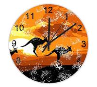 Australia Kangaroo Wall Clock, Silent Non Ticking Round Rustic Farmhouse Decor,Wooden Wall Clock Round Easy to Read for Home Office School Clock, 12 Inch