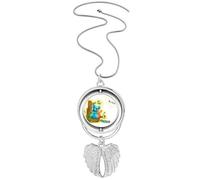 Australia Koala and Eucalypt Watercolor Pendant Angel Wings Rotating Necklace Jewelry