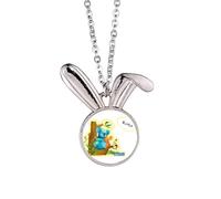 Australia Koala and Eucalypt Watercolor Rabbit Necklace Pendant Bunny Animal Jewelry Gift