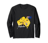 Australia Map - Aboriginal Culture, Koala, Aussie flag Long Sleeve T-Shirt