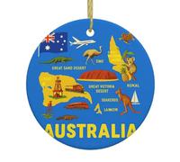 Australia Map Icons Christmas Ornaments, Xmas Tree Decor, Festive Tree Ceramic Hanging