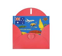 Australia Map Icons Greeting Card With Envelope (160 x 120 mm) for Birthday/Wedding/Invitation/Christmas/New Year
