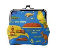 Australia Map Icons Print Lightweight Women Coin Purse Exquisite Waterproof Small Pouch for Coins Cards