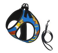 Australia Map Icons Print Small Dog Harness And Leash Set, Adjustable Soft Vest With 360° Reflective Straps For Cats Puppy
