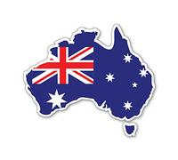 Australia Map Silhouette Flag Vinyl Sticker, 95mm by 82mm, Car Van iPad Laptop Decal