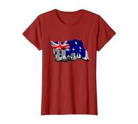 Australia - Melbourne and New South Wales Australia T-Shirt, Women, Cranberry Red, X-Small