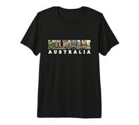 Australia Melbourne City Skyline Inside Bold Letters Aussie Premium T-Shirt