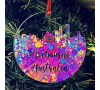 Australia Melbourne Skyline Clear Round Keepsake Hanging Ornaments for Tree Decor