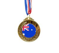 Australia National Flag Oceania Country Gold Award Winner Medal First Place Ribbon
