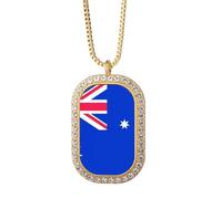 Australia National Flag Oceania Country Necklace Pendant Diamond Crystal Golden Jewelry