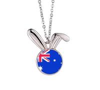Australia National Flag Oceania Country Rabbit Necklace Pendant Bunny Animal Jewelry Gift