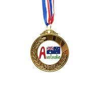 Australia National Flag Red Blue Pattern Gold Award Winner Medal First Place Ribbon