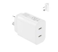 Australia/New Zealand/Argentina/Fiji Fast Charger Dual USB Type C AU Adapter Plug Type I Wall Block for Apple iPhone 17 16 15 14 13 12 Pro Max Samsung Google Pixel PD PPS 20W/20W Travel Essentials