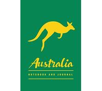 Australia Notebook and Journal: Green and Gold Kangaroo Blank Journal to Write In, Travel Log, Aussie Journal and Note Book | 6 x 9 Compact Size | 118 pages
