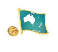 Australia Oceania Continent Outline Map Golden Metal Flag Lapel Pin Badge